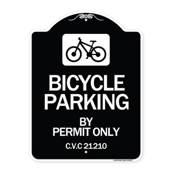 Signmission Bicycle Parking by Permit C.V.S. 21210 Heavy-Gauge Aluminum Sign, 24" x 18", BW-1824-24322 A-DES-BW-1824-24322 - main